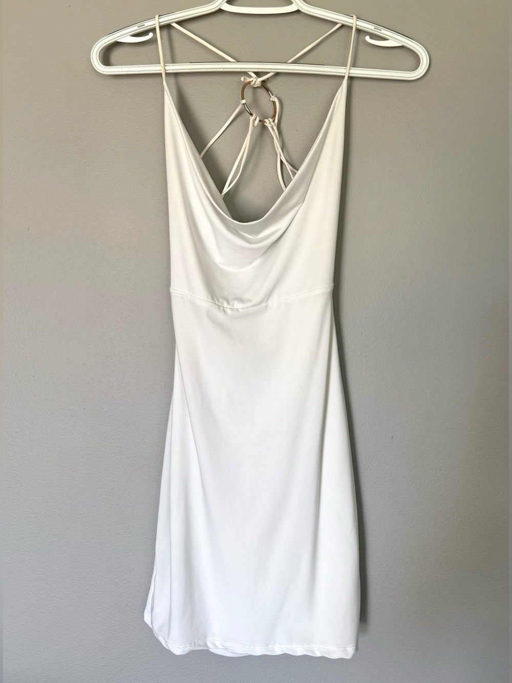 Windsor White Strapless Cowl Slip Dress with Ring Back